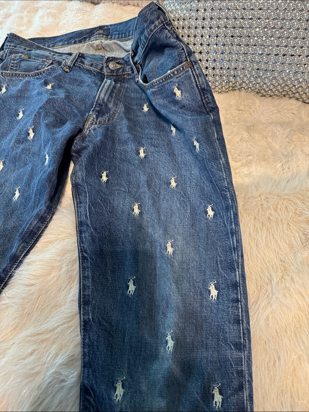 Polo by Ralph Lauren Dark Blue Straight Jeans with White Pony Embroidery - Picture 2 of 6
